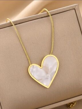 Gold Plated Stainless Steel Heart Necklace. New.